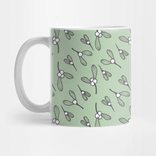 mistletoe - diagonal - pale green Mug